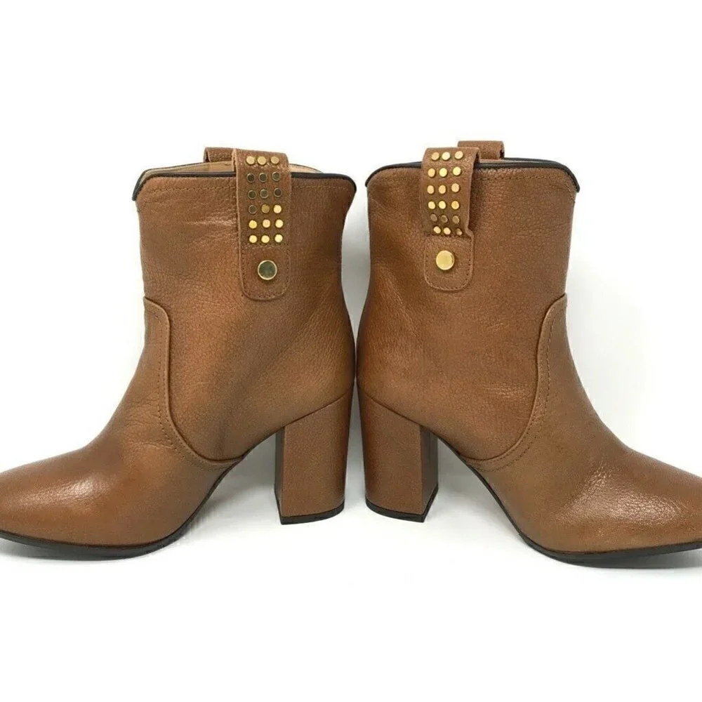Napoleoni Ankle Boots Booties Brown Leather 8 NEW